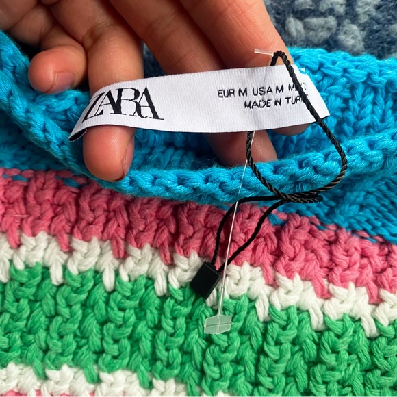 🩵 ZARA BLUE MULTI KNIT CROP TOP! - Picture 13 of 16